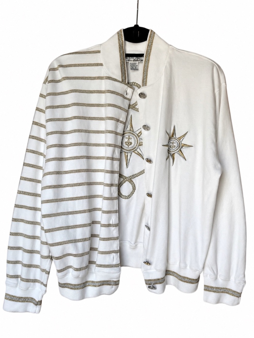 Vintage Molto Fino Nautical Asymmetric Cardigan Jacket Large Back Embroidered S